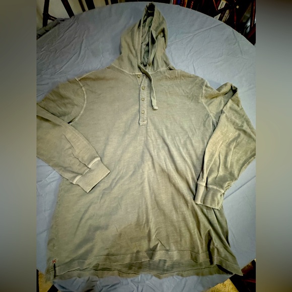 Jachs brand cotton Henley hoodie in an earthy brownish green color - Picture 1 of 5